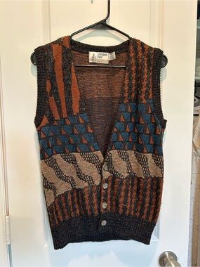 Vintage London Fog Men's Geometric Knit Button Vest